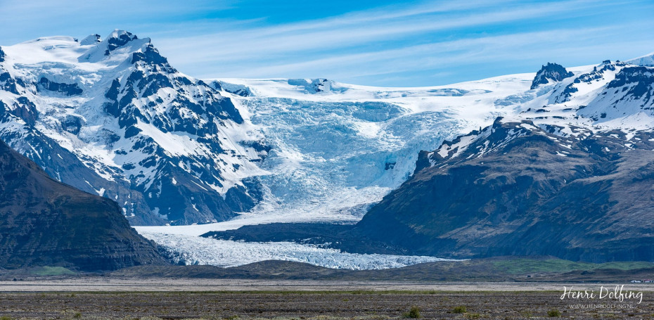 Zicht op de vulkaan Jökulhlaup die in 1996 uitbarstte